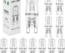 NEW SALE | [12 Pack] G9 Halogen Bulbs, 25W 230V 300LM 2800K Warm White Capsule Bulbs for Oven, Cooker Hood