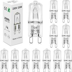 NEW SALE | [12 Pack] G9 Halogen Bulbs, 25W 230V 300LM 2800K Warm White Capsule Bulbs for Oven, Cooker Hood