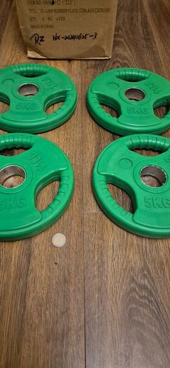 brand new 4x5kilo coloured olympic weight plates