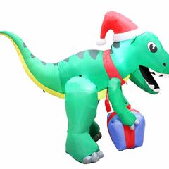 Christmas Inflatable Decoration 5 ft Dinosaur Self Inflatable LED Light Up Giant Christmas Blow Up Yard Decor for Xmas Holiday Indoor/Outdoor Garden Party Favor Supplies (FREE POSTAGE)