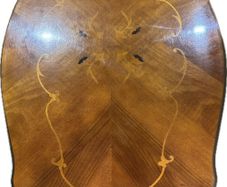 Vintage Italian Style Marquetry Coffee Table with Carved Pedestal Tripod Base