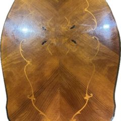 Vintage Italian Style Marquetry Coffee Table with Carved Pedestal Tripod Base
