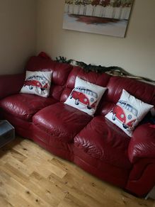 Red leather sofa