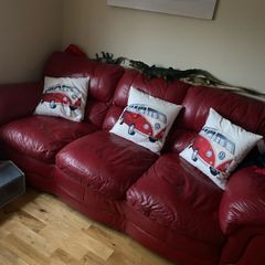 Red leather sofa