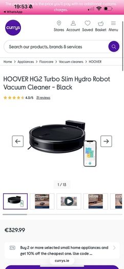 HOOVER HG2 Turbo Slim Hydro Robot Vacuum Cleaner