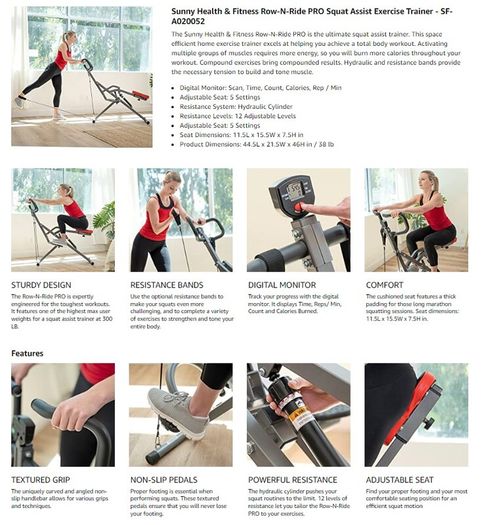 Squat/row pro machine for home gym 'Row-N-Ride'