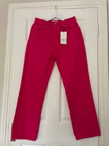 Zara Pink Straight Leg Jeans - High Rise - Size 12 - New with tag