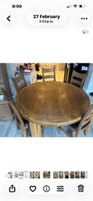 Solid Oak Round Dining Table & Chairs