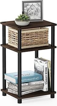 FREE EXPRESS SHIPPING Just 3-Tier Turn-N-Tube End Table, Side Table, Nightstand, Columbia Walnut/Black