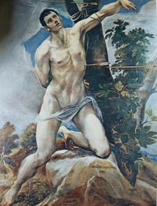 An Original Rare Antique Print from Picture Relics - SAINT SEBASTIAN by 'EL GRECO' Dated: 1580