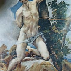 An Original Rare Antique Print from Picture Relics - SAINT SEBASTIAN by 'EL GRECO' Dated: 1580
