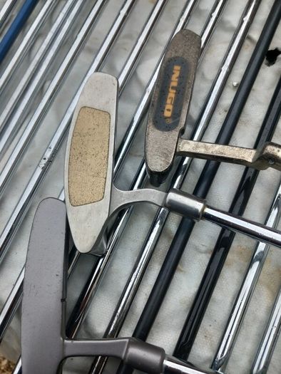 A selection of golf clubs and bags. NOT SELLING SEPARATE