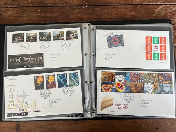 Collection of  74 UK First Day Cover stamps 1987 to 1992 in album plus 5 extra pages and book