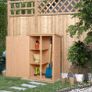 NEW SALE | 75L x 56W x115Hcm Fir Wood Garden Storage Shed w/ Shelves Wood Tone Image 2