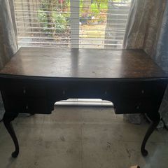 Burl walnut partner desk antique