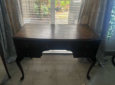Burl walnut partner desk antique