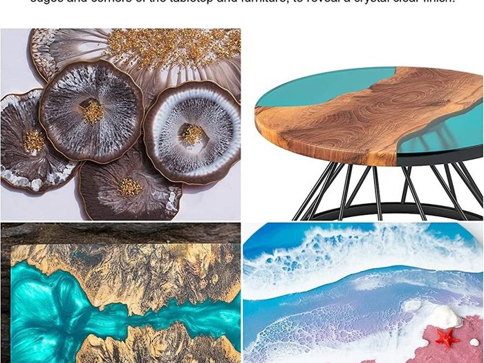 Epoxy Resin Crystal Clear Kit For Beginners - 2 Part 520ml/20oz Clear Coating Resin Starter Kit- Resin Art Casting Jewellery Making Kit for Wood, Table, Tumbler, Bonus Measuring Cup, Sticks and Gloves (FREE POSTAGE)
