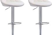2x Modern Leather Swivel Bar Stools Breakfast Kitchen Chair Chrome Base Gas Lift (White)