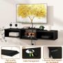 Floating TV Stand Wall Mounted,Wood TV Cabinet Media Console Shelf,Floating TV Unit for Under TV Storage for Living Room Bedroom Office,Black Image 7