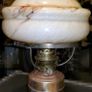 Brass oil lamp with art deco glass shade Image 2