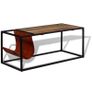 Coffee Table with Genuine Leather Magazine Holder 110x50x45 cm Image 3