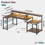181CM L Shaped Corner Desk with Power Outlets LED Lights Image 2