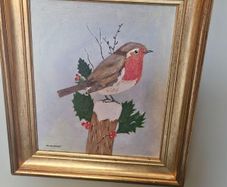 Beautifully framed orignal painting of a robin