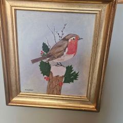 Beautifully framed orignal painting of a robin