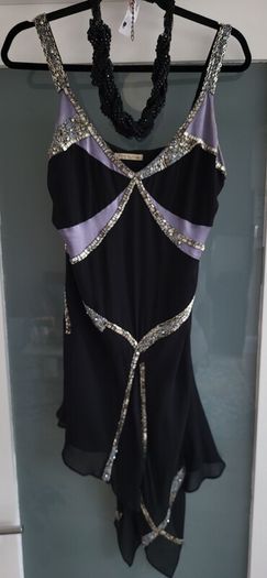 NOCTURNE 100% Silk Beaded Cocktail Dress Sz 12UK(Fit 10-12UK) - Rrp 695 (New)