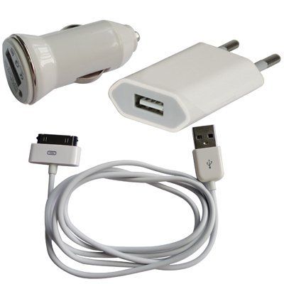4-in-1 USB Adapter and Charger Set for iPhone, iPod, and iPad