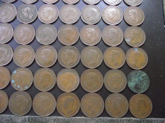 Great Britain. George VI. 120 x 1p coins (1937-1948)