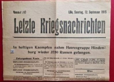 German ww1 , latest war news fly poster 12th, September 1915 ,,,,(70)