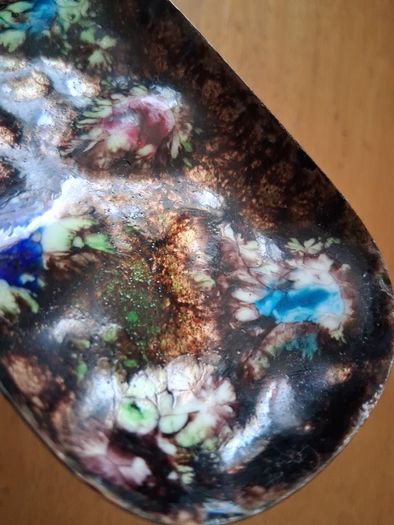 midcentury enamel on copper trinket dish