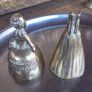 2 brass bells of ladies in high finery, old. D18 POST 7E Image 3