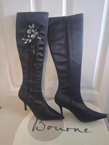 Bourne Knee High Satin Stretch Boots