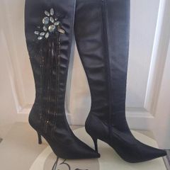 Bourne Knee High Satin Stretch Boots