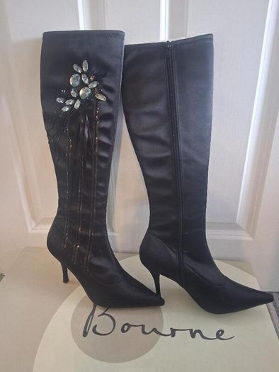 Bourne Knee High Satin Stretch Boots