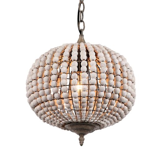 BRAND NEW Vintage country ball nature wooden bead pendant lights 220V led hanging lamp