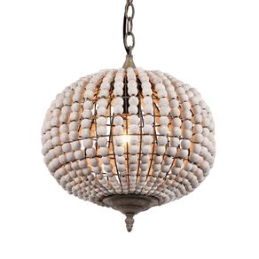 BRAND NEW Vintage country ball nature wooden bead pendant lights 220V led hanging lamp