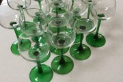 Luminarc  France Mid Century Green Stemmed Wine Glasses