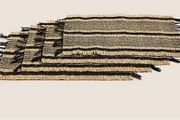 New 5 Striped Rectangular Seagrass Placemats with Black Stripe and Fringe
