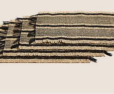 New 5 Striped Rectangular Seagrass Placemats with Black Stripe and Fringe
