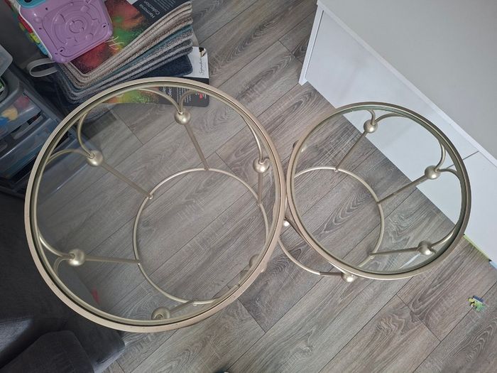 Gold Glass Top Nest of Tables