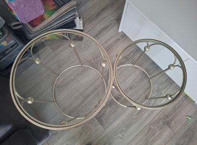 Gold Glass Top Nest of Tables