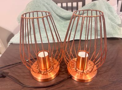 Pair of copper lamps
