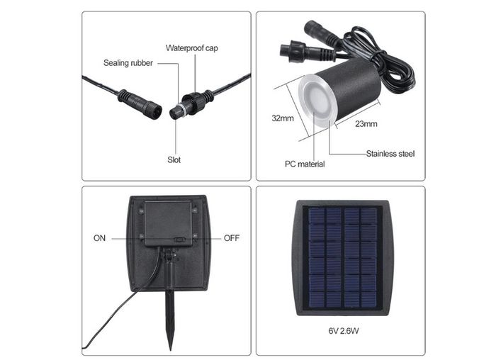 8 Solar Deck LED Lights (warm white) IP65