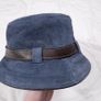 Coach Vintage Y2K Blue Suede Leather Buckle Detail Bucket Hat Size S Image 7