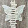 Iridescent White, Cream and Pink Long Butterfly Claw Clips Image 3