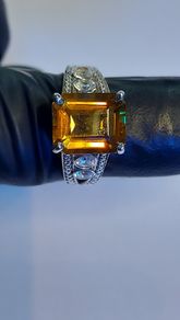 Natural Honey Quartz 3 ct  Ring 925 Silver