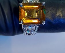 Natural Honey Quartz 3 ct  Ring 925 Silver
